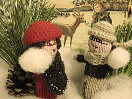 Weihnachtskarte Schneeballschlacht ohneText